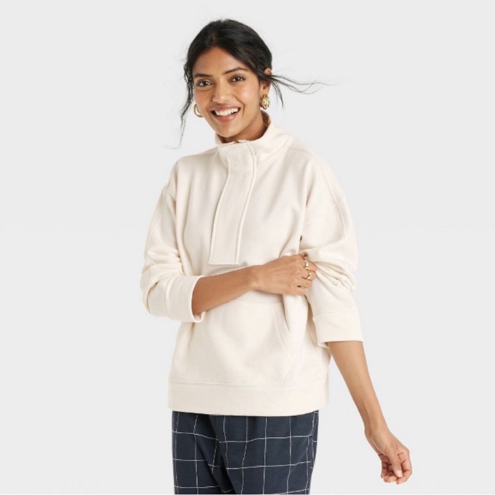 Cream Quarter Zip Sweatshirt - A New Day